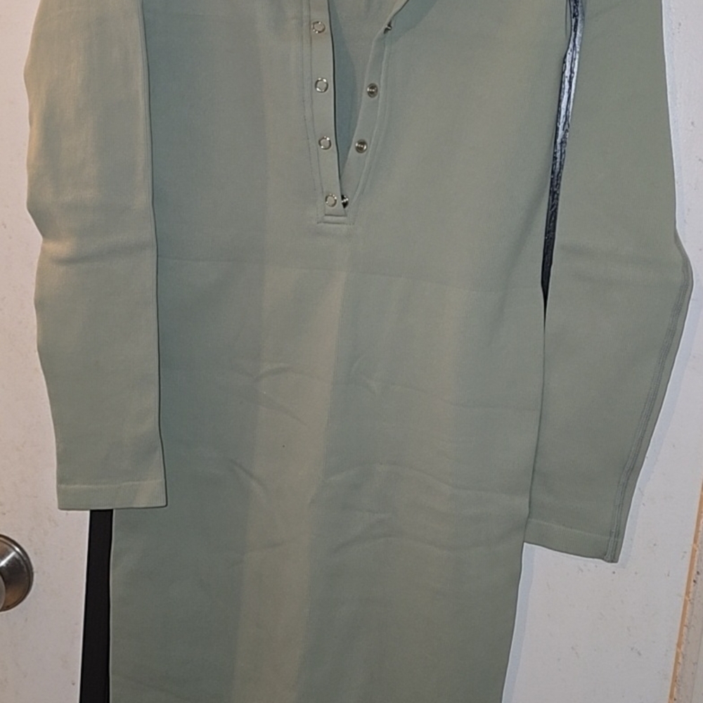 OQQ Form Fitting Pea Green Midi Dress